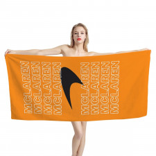F1 Formula One Mclaren Bath Beach Towel - Mclaren Word Art On Orange Background