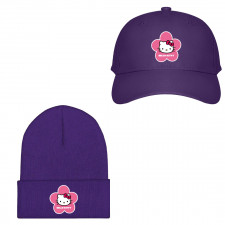 Sanrio Hello Kitty Baseball Cap Beanie Hat - Sanrio Hello Kitty Pink Flower Sticker