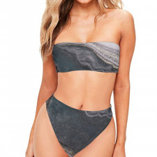 Burga Art Pattern Bandeau Bikini Two Piece Women's Swimsuit - Burga Magic Night Beautiful Art Poster