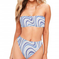 Burga Art Pattern Bandeau Bikini Two Piece Women's Swimsuit - Burga Stay Groovy Art Poster