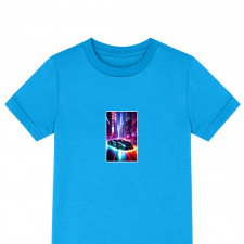 Lamborghini Tee Shirt T-Shirt Short Sleeve - Lamborghini Aventador Neon Light On Futuristic Background