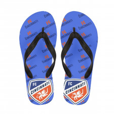 MLS FC Cincinnati Flip Flops Thongs V-Strap Sandals - Cincinnati Football Club Medley Monogram Wordmark