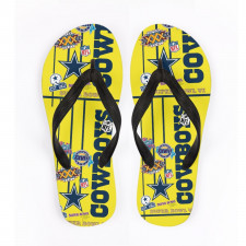 NFL Dallas Cowboys Flip Flops Thongs V-Strap Sandals - Dallas Cowboys Super Bowl Championship Mania Collage Logo