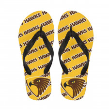 Hawthorn Football Club Flip Flops Thongs V-Strap Sandals - Hawthorn Football Club Medley Monogram Wordmark
