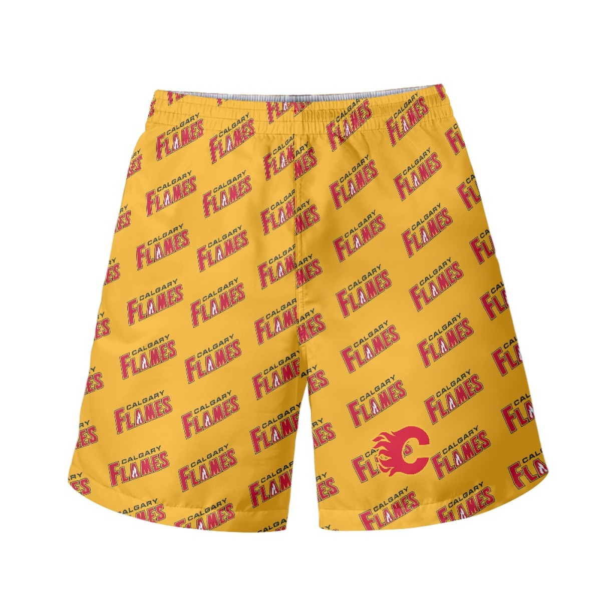 NHL Calgary Flames Beach Shorts Swim Pants Swimming Trunks - Calgary Flames Medley Monogram Wordmark