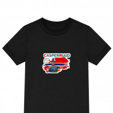 Casper Ruud Tee Shirt T-Shirt Short Sleeve - Casper Ruud Celebrating Win Photo With Logo Sticker