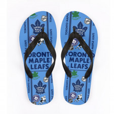 NHL Toronto Maple Leafs Flip Flops Thongs V-Strap Sandals - Toronto Maple Leafs Mania Collage Logo