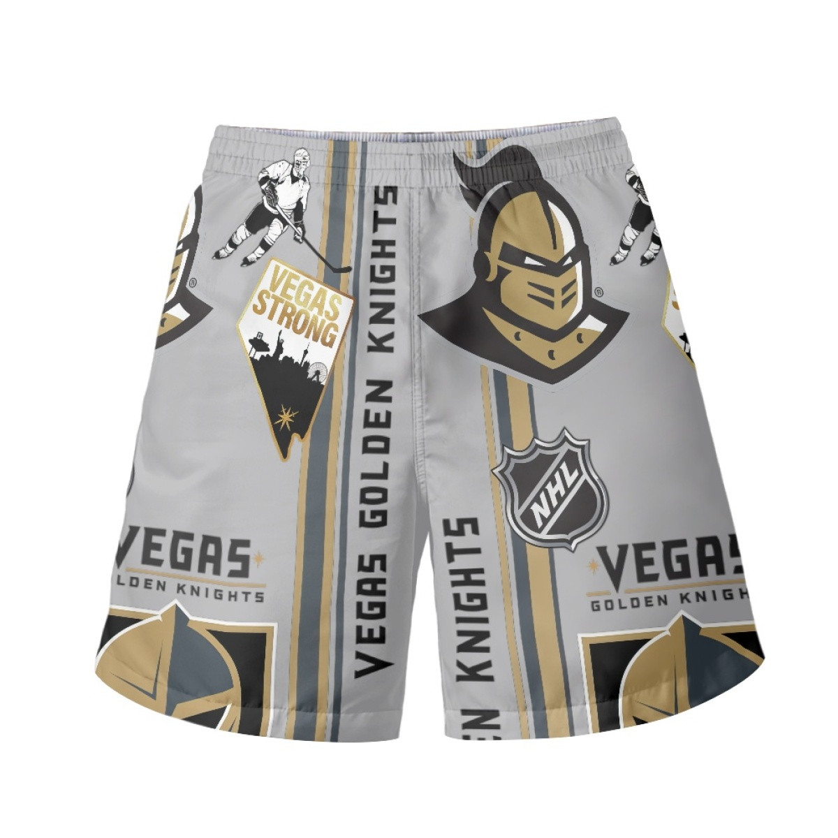 NHL Vegas Golden Knights Beach Shorts Swim Pants Swimming Trunks - Vegas Golden Knights Mania Collage Logo