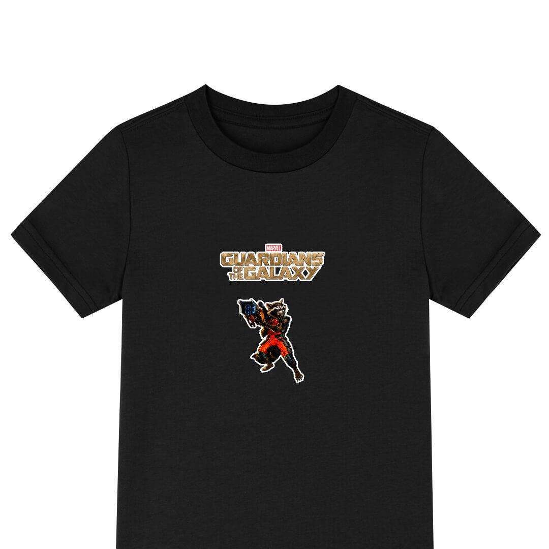 Guardians Of The Galaxy Rocket Raccoon Tee Shirt T-Shirt Short Sleeve - Rocket Raccoon Holding Laser Cannon Comic Art