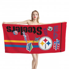 NFL Pittsburgh Steelers Bath Beach Towel - Pittsburgh Steelers Super Bowl Championship Mania Collage Logo