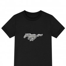 Ford Tee Shirt T-Shirt Short Sleeve - Ford Mustang Metal Logo Sticker