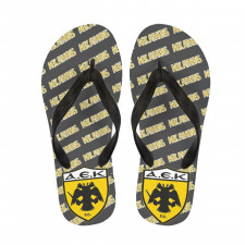 Aek Athens FC Flip Flops Thongs V-Strap Sandals - Athens Football Club Medley Monogram Wordmark