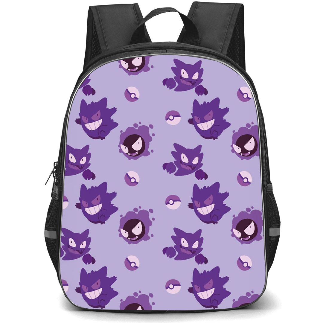Pokemon Gengar Backpack StudentPack - Gengar Pattern Art On Purple Background