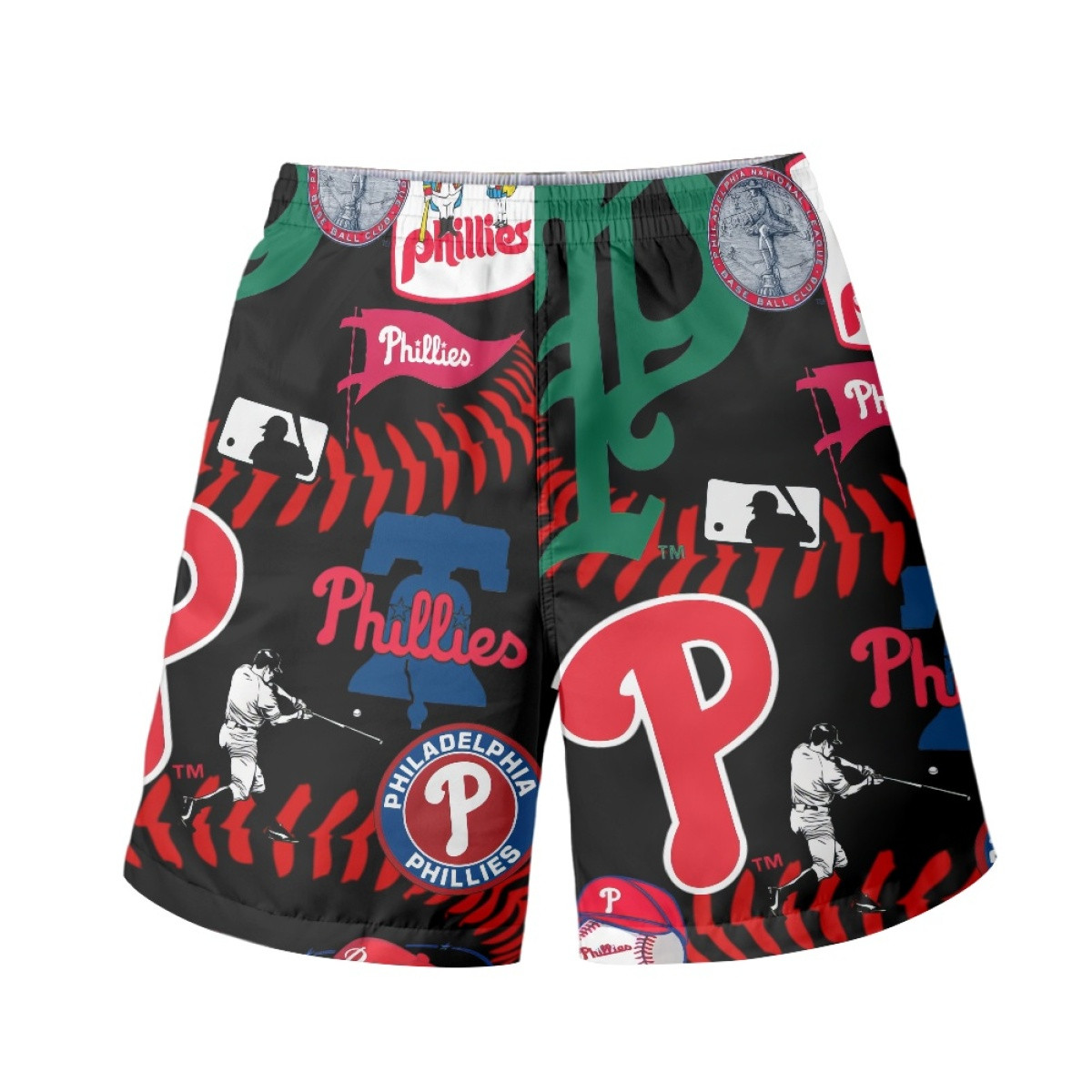 MLB Philadelphia Phillies Beach Shorts Swim Pants Swimming Trunks - Philadelphia Phillies Mania Collage Logo
