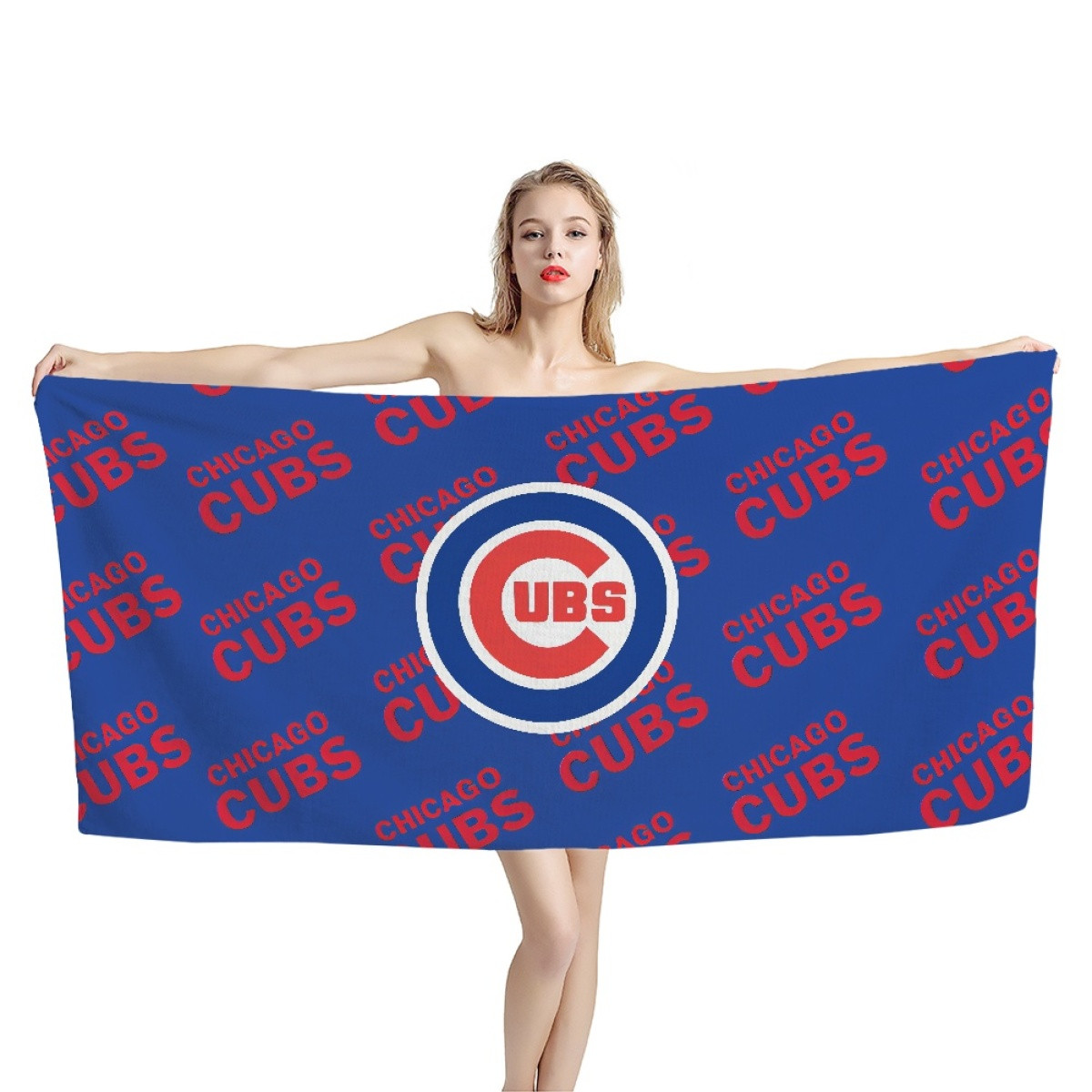 MLB Chicago Cubs Bath Beach Towel - Chicago Cubs Medley Monogram Wordmark