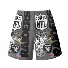 NFL Las Vegas Raiders Beach Shorts Swim Pants Swimming Trunks - Las Vegas Raiders Mania Collage Logo