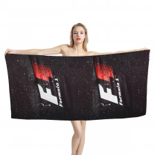 F1 Formula One Bath Beach Towel - F1 Formula One Logo On Wet Dark Background