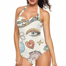 Velvet Caviar Tankini Halter One Piece Women's Swimsuit - Velvet Caviar Good Vibes Art Poster