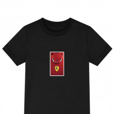 Ferrari Tee Shirt T-Shirt Short Sleeve - Ferrari Logo On Red Car Background