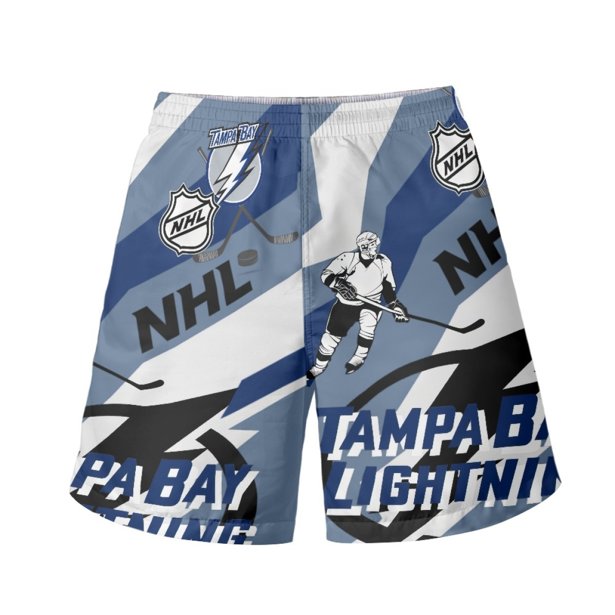 NHL Tampa Bay Lightning Beach Shorts Swim Pants Swimming Trunks - Tampa Bay Lightning Mania Collage Logo
