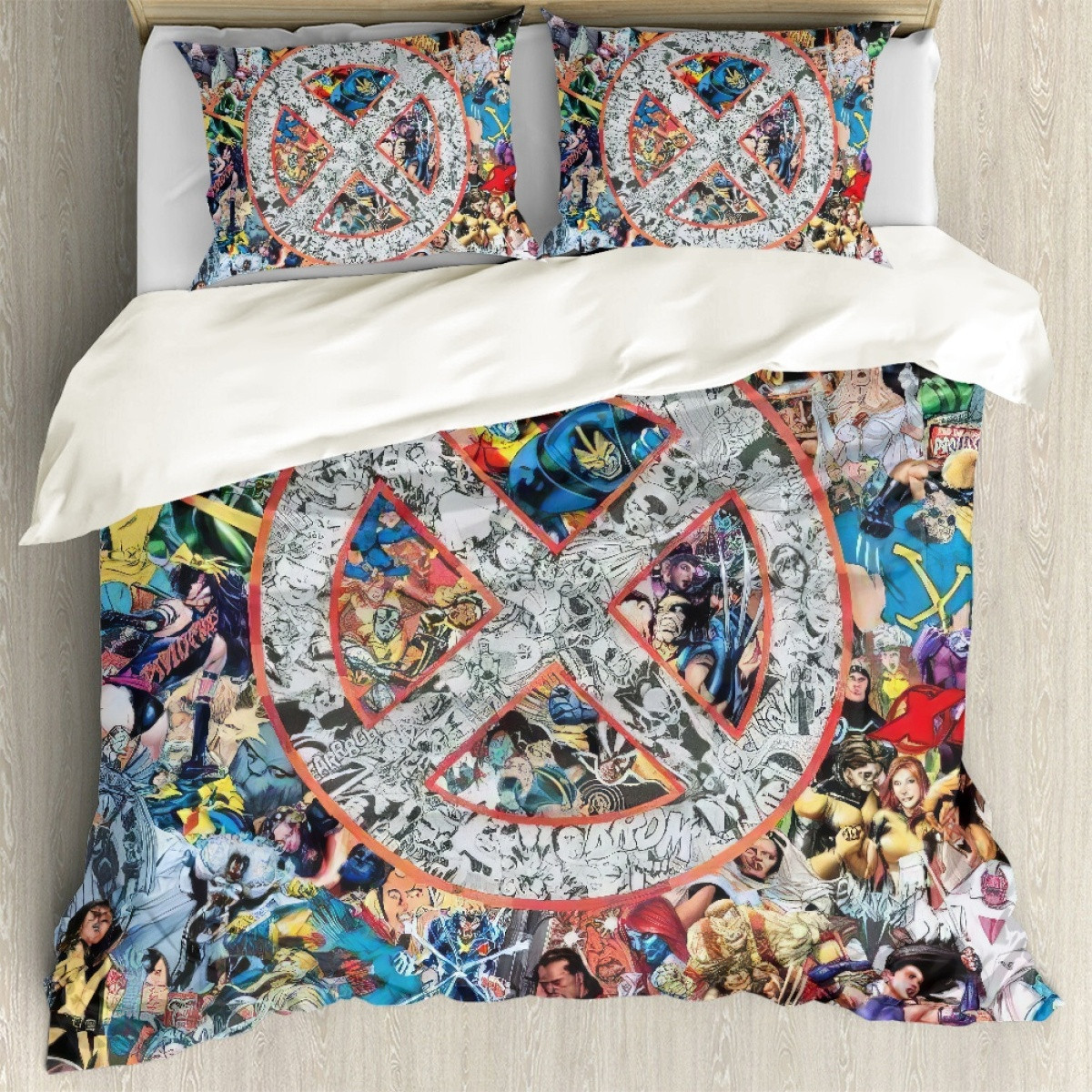 X-Men Comforter Sham Set Bed Set Sheet Cover - Characters Collage Logo