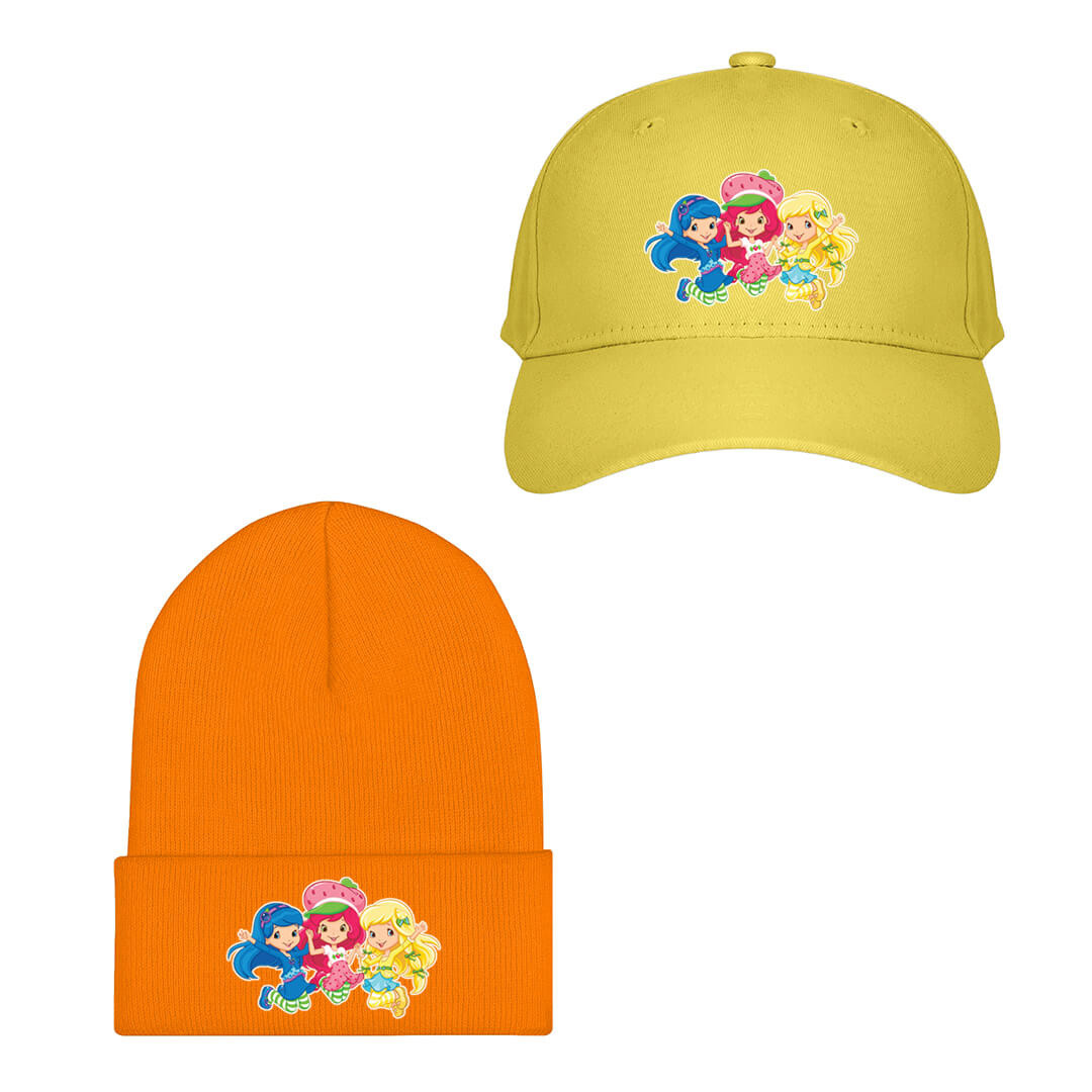 Strawberry Shortcake Baseball Cap Beanie Hat - Characters Hand In Hand Jumping