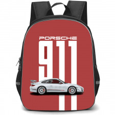 Porsche Backpack StudentPack - White 911 Red Background Poster Art