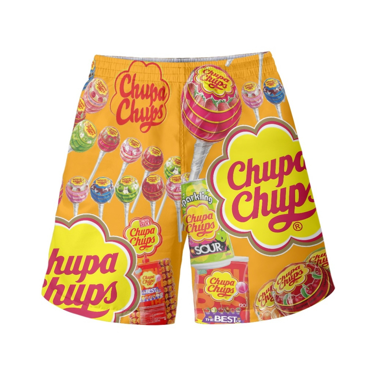 Chupa Chups Beach Shorts Swim Pants Swimming Trunks - Chupa Chups Mania Collage Logo