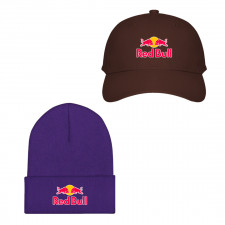 Red Bull Baseball Cap Beanie Hat - Red Bull Logo On Blue Background