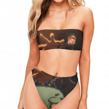 Burga Art Pattern Bandeau Bikini Two Piece Women's Swimsuit - Burga Cursed Grayscale Poster