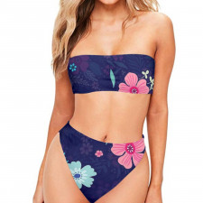 Floral Pattern Art Bandeau Bikini Two Piece Women's Swimsuit - Floral Pattern Artistic Los Flower Poster