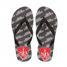 Stade Brestois 29 Football Club Flip Flops Thongs V-Strap Sandals - Brestois Football Club Medley Monogram Wordmark