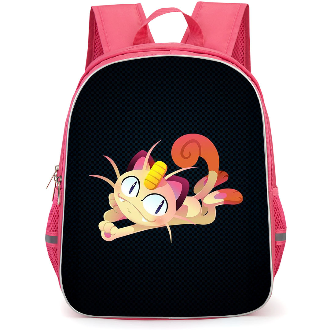 Pokemon Meowth Backpack StudentPack - Meowth Lying Black Background