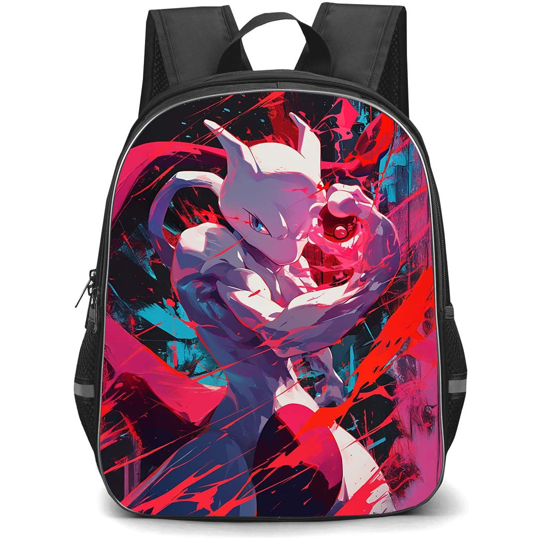 Pokemon Mewtwo Backpack StudentPack - Mewtwo Hold Pokeball Anime Art