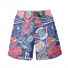 NBA Detroit Pistons Beach Shorts Swim Pants Swimming Trunks - Detroit Pistons Mania College Logo