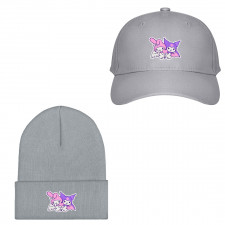 Sanrio Melody And Kuromi Baseball Cap Beanie Hat - Melody And Kuromi Holding Heart Sticker