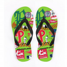 MLB Philadelphia Phillies Flip Flops Thongs V-Strap Sandals - Philadelphia Phillies Mania Collage Logo