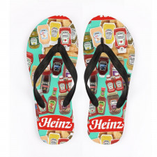 Heinz Flip Flops Thongs V-Strap Sandals - Heinz Mania Collage Logo