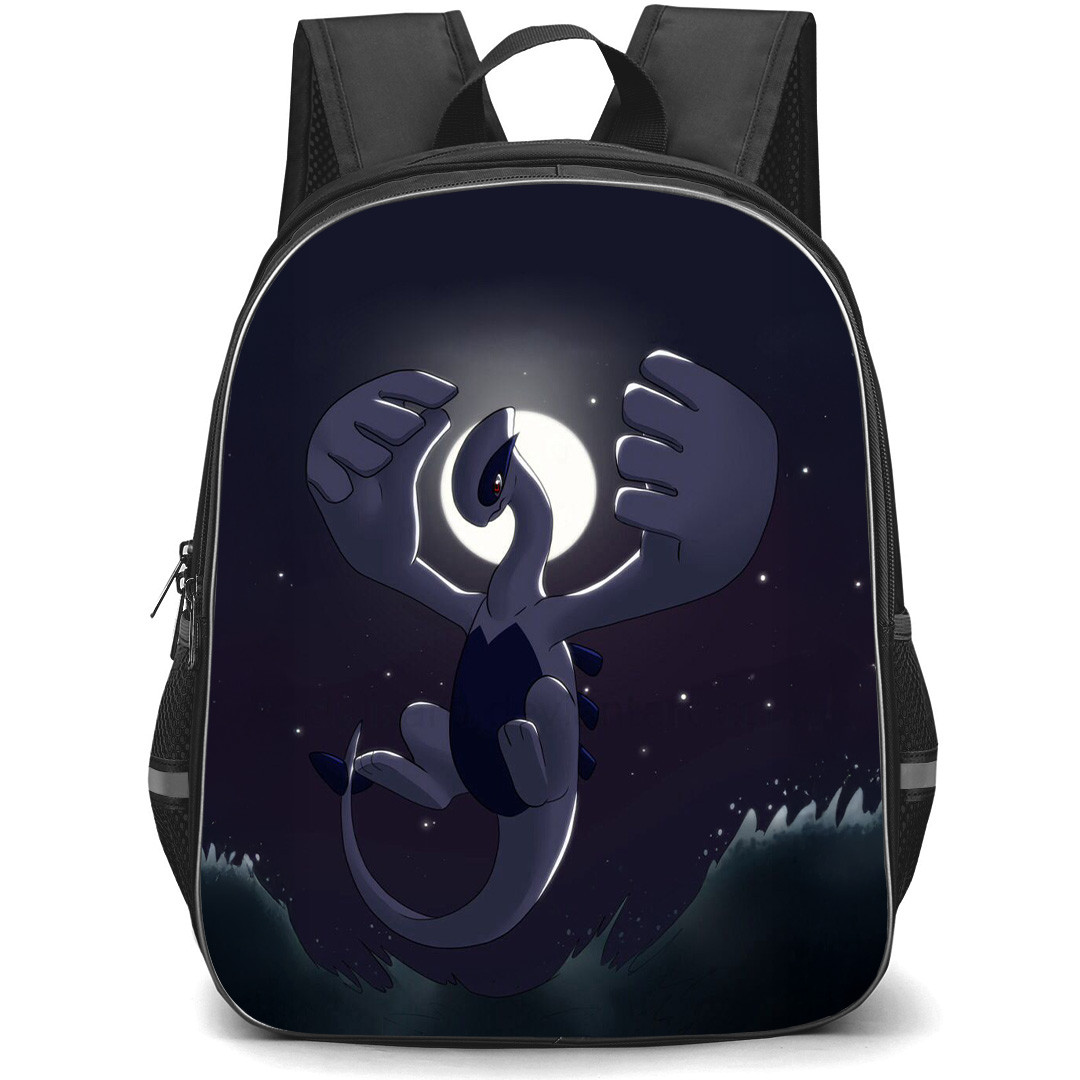 Pokemon Lugia Backpack StudentPack - Lugia Flying On Waves Moon Background