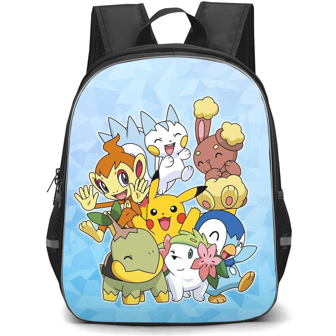 Pokemon Pikachu Backpack StudentPack - Pikachu And Sinnoh Pokemons Blue Background