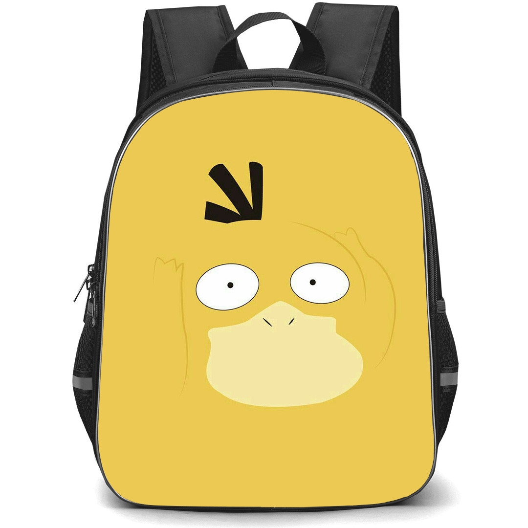 Pokemon Psyduck Backpack StudentPack - Psyduck Minimalist Art On Yellow Background
