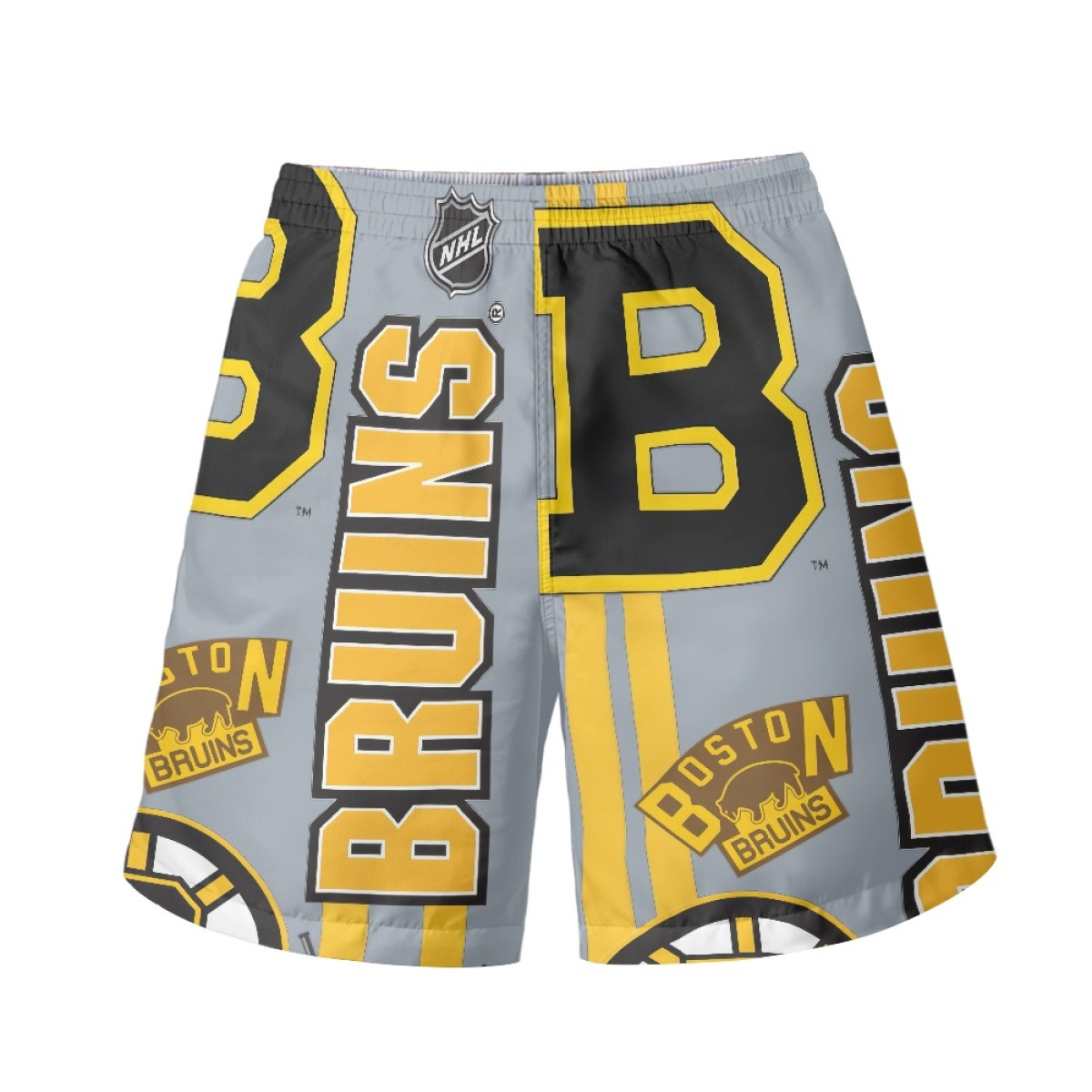 NHL Boston Bruins Beach Shorts Swim Pants Swimming Trunks - Boston Bruins Mania Collage Logo