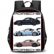 Porsche Backpack StudentPack - Black Blue Pink 911 in White Background