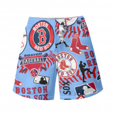 MLB Boston Red Sox Beach Shorts Swim Pants Swimming Trunks - Boston Red Sox Mania Collage Logo