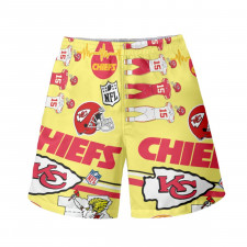 NFL Kansas City Chiefs Beach Shorts Swim Pants Swimming Trunks - Kansas City Chiefs Mania Collage Logo