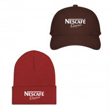 Nescafe Baseball Cap Beanie Hat - Nescafe Logo 1998 On Black Background