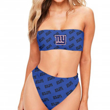 NFL New York Giants Bandeau Bikini Two Piece Women's Swimsuit - New York Giants Medley Monogram Wordmark