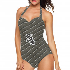MLB Chicago White Sox Tankini Halter One Piece Women's Swimsuit - Chicago White Sox Medley Monogram Wordmark