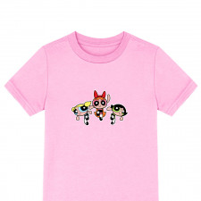 Powerpuff Girls Group Tee Shirt T-Shirt Short Sleeve - The Power Girls Trio Running