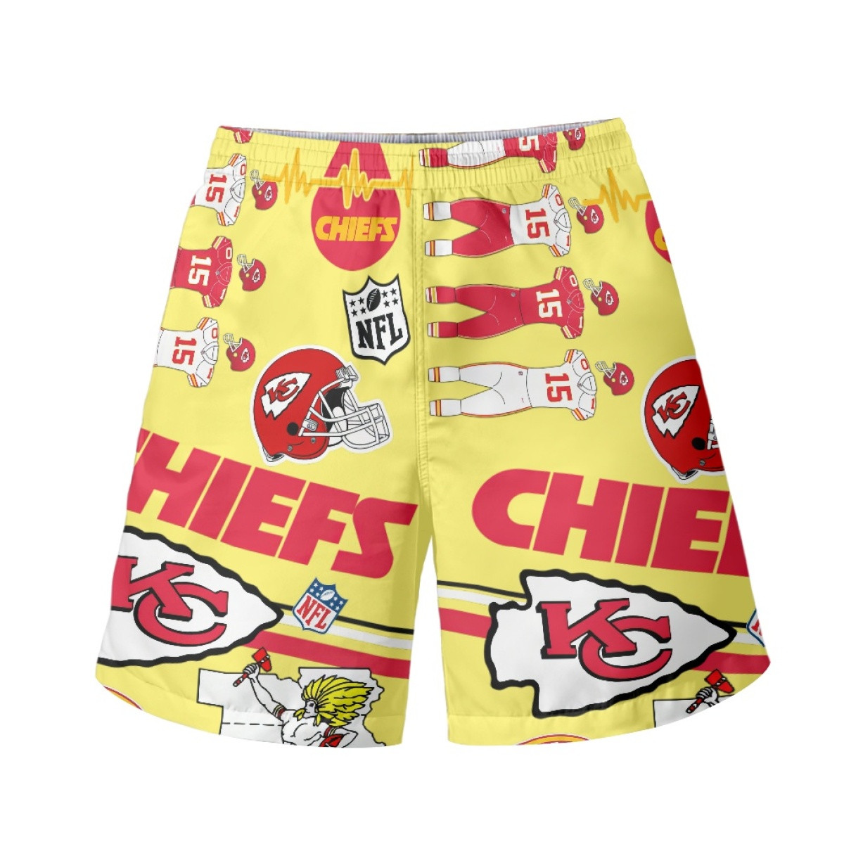 NFL Kansas City Chiefs Beach Shorts Swim Pants Swimming Trunks - Kansas City Chiefs Mania Collage Logo